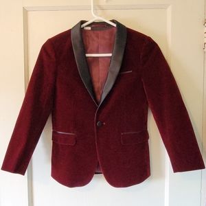Kids Burgundy Velvet Blazer